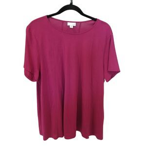 NEW J Jill Berry Pink Rayon/Cotton Short Sleeve Top A-line Stitching Size 2X